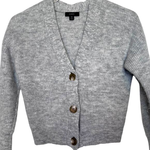 J.Crew Alpaca and Wool Blend Crop Party Sweater Button Down in Gray Women’s XS - Picture 3 of 7